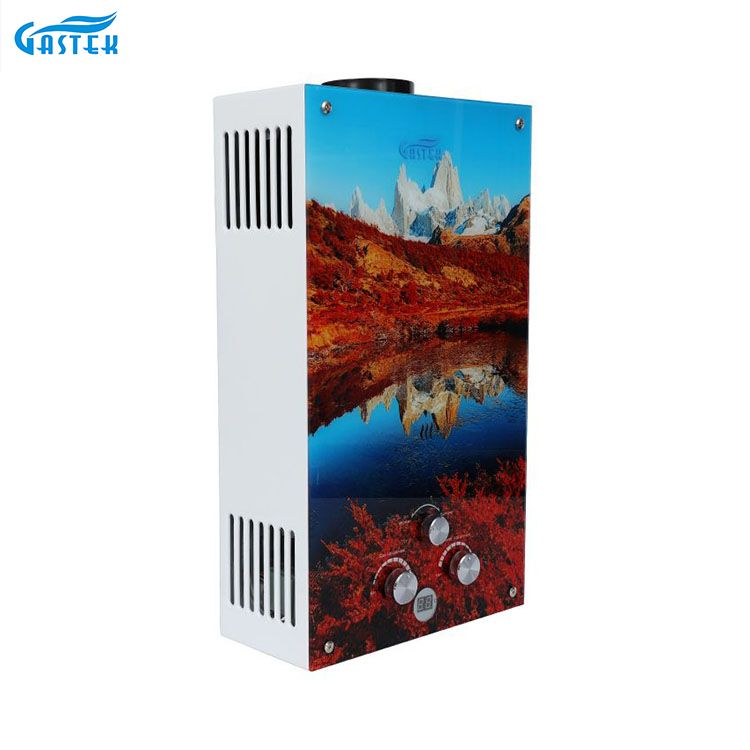 Uri ng Tambutso 12L Glass Panel Compact Size Gas Hot Water Heater